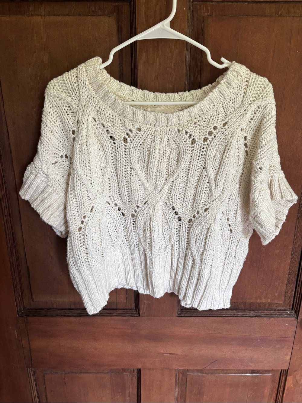 Together Cream Cable Knit Short-Sleeve Sweater